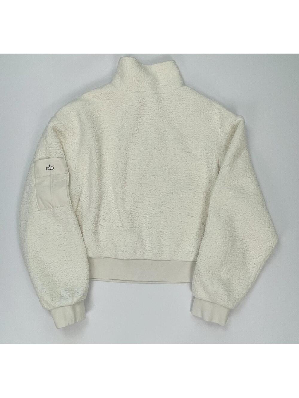 ALO Micro Sherpa Solstice 1/2 Zip Pullover Ivory Women's Small - Picture 6 of 11